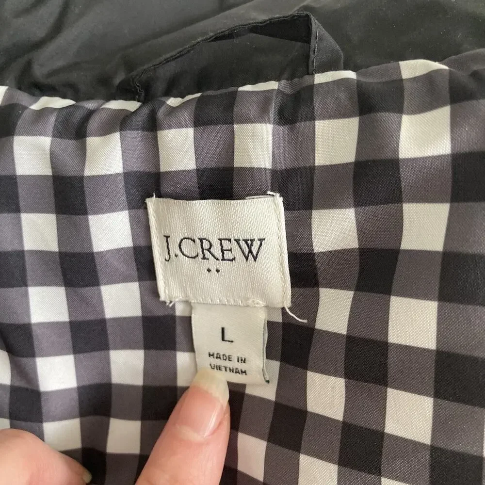 J. Crew Factory Black Quilt Puffer Vest Style BJ901 classic preppy Women’s Large - Picture 7 of 11